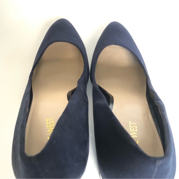 NINE WEST Navy Blue Faux Suede Camanda Heeled Pumps Heels Women’s Size 10 - Picture 9 of 12
